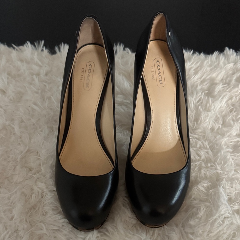 Coach Classic Black Leather Heels